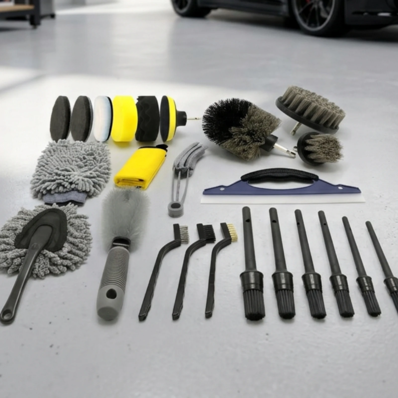 23 Pieces Car Detailing Kit with Drill Brushes Multi-Purpose Car Detailing Kit Drill Brush Set Versatile Ergonomic