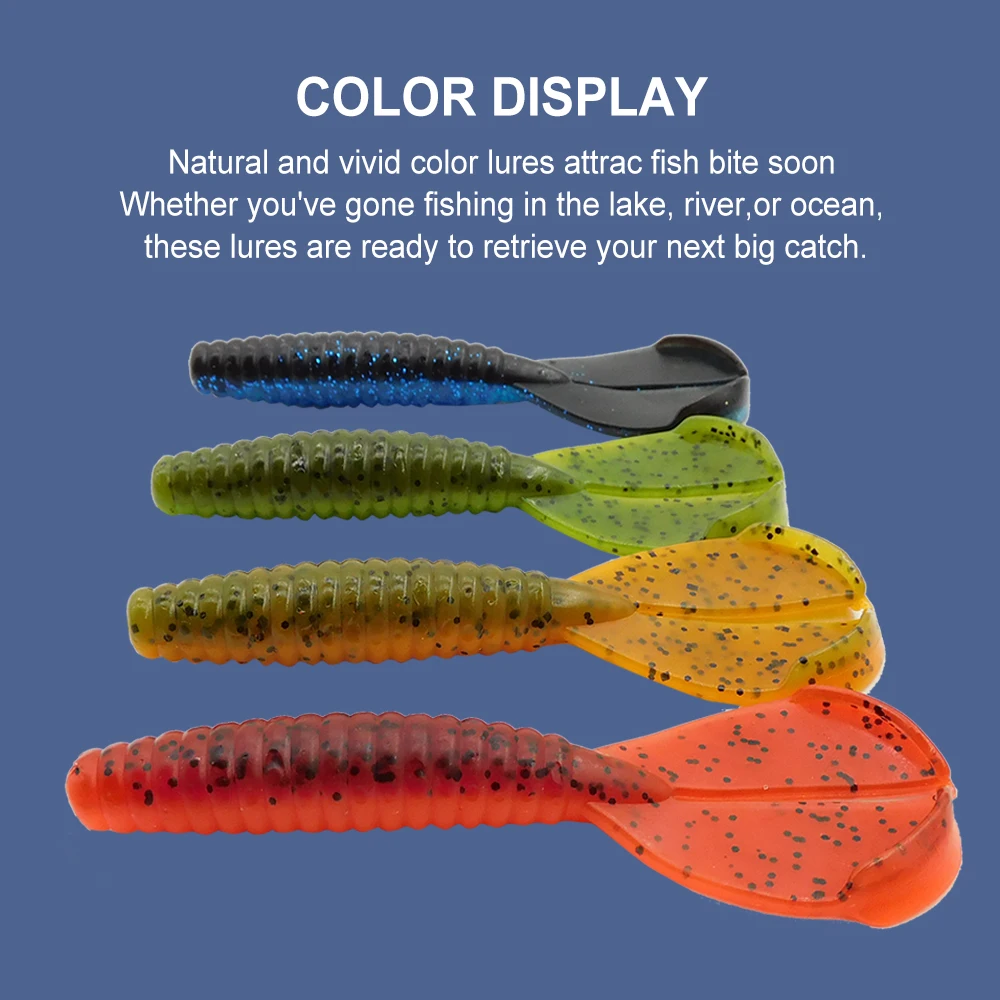 Kesfishing-طُعم بلاستيك بذيل مزدوج ، طعوم صناعية من السيليكون الناعم ، ملحقات صيد الأسماك ، 90 مللي متر ، 6.4 جم