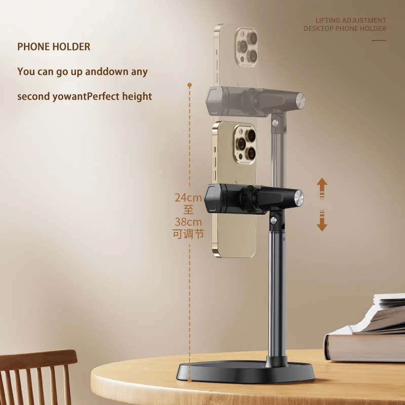 Support de téléphone portable support de téléphone de bureau Angle de hauteur réglable en alliage d'aluminium support de téléphone universel bureau pour iPhone 15Pro Max Plus