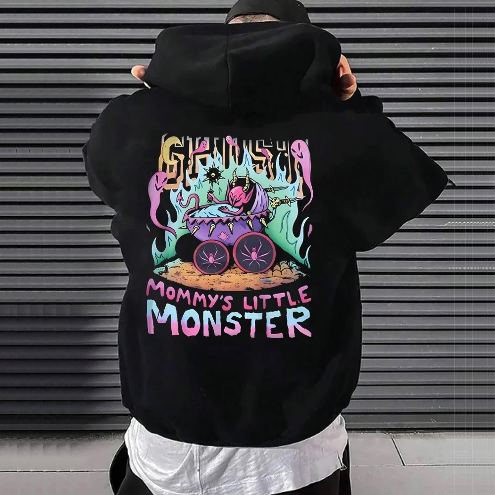 Gothic Printed Sweatshirt Men\'s Women\'s Fleece Casual Hooded Pullover Harajuku Hoodies Autumn Winter Loose Oversized Streetwear