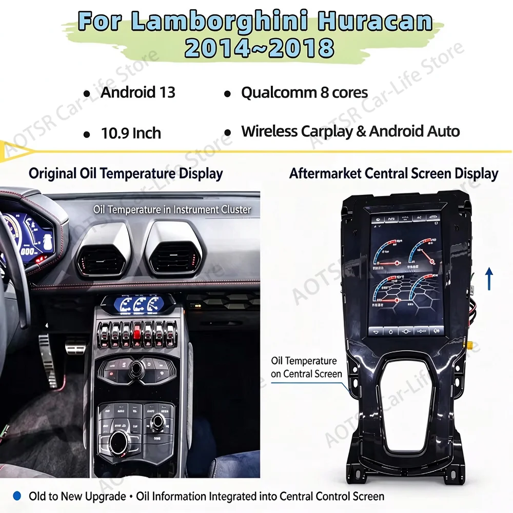 10.4 Inch Qualcomm 8-core For Lamborghini Huracan 2014~2018 Android Car Radio GPS Automotive Multimedia Stereo player Head Unit
