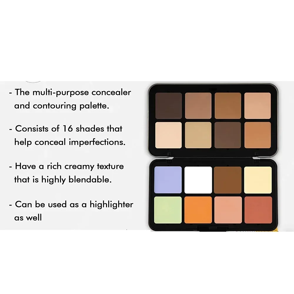 

16 Color Iron Box Concealer Repair Brightening Shadow Nose Shadow Earth Color Matte Makeup Concealer Blush 2 IN 1 Plate