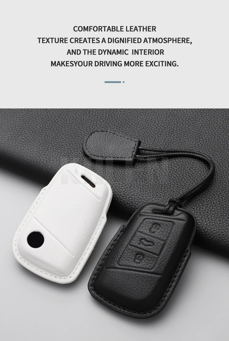 Leder Auto Schlüssel etui Abdeckung Shell Fob für VW Volkswagen Passat B8 Magotan für Skoda hervorragende A7 Kodiaq Sitz geschützte Schlüssel bund Tasche – Detail 3