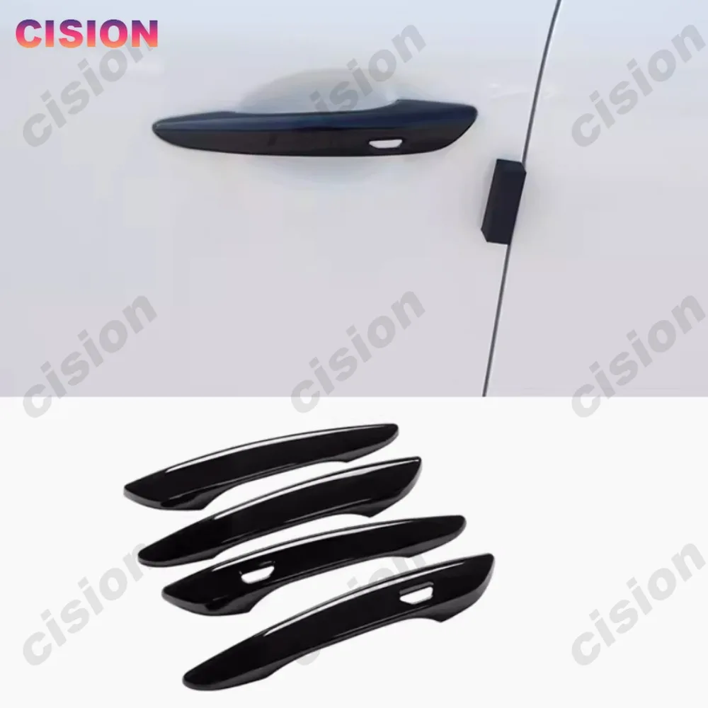 4x Black Chrome Carbon Fiber Exterior Car Door Handle Frame Panel Cover Trim ABS Sticker For Mazda 3 BP CX30 CX50 CX60 CX80 CX90