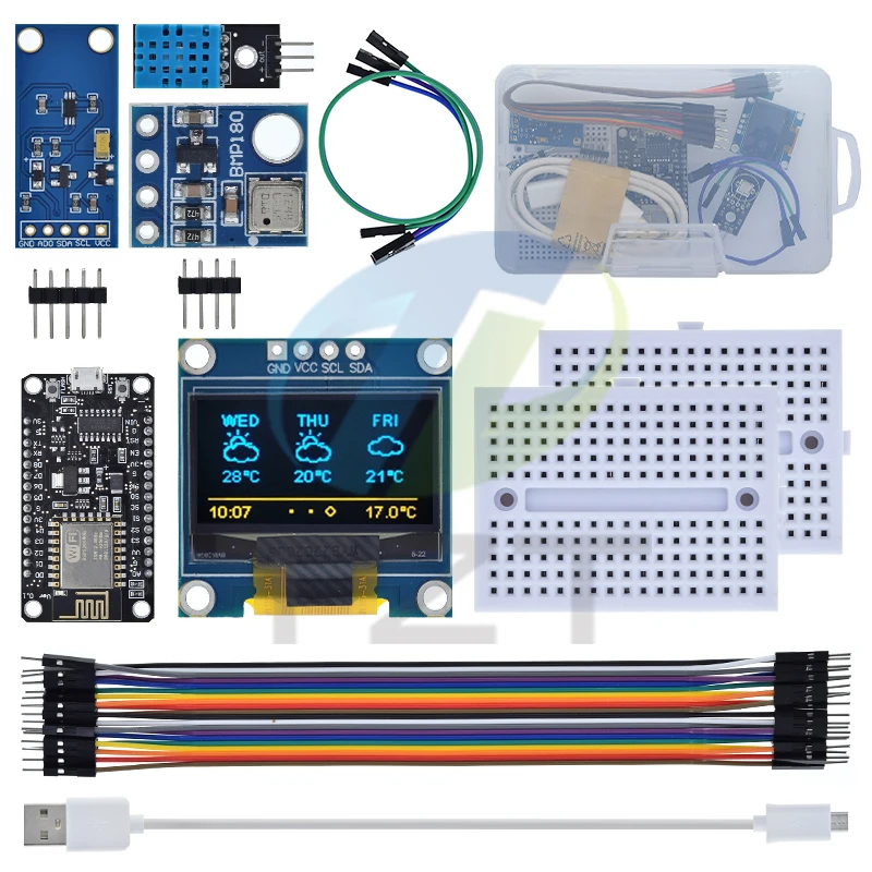 DIYTZT ESP8266 Weather Station Kit TZT Temperature Humidity OLED Display Module Breadboards NodeMcu V3 CH340 For Aarduino