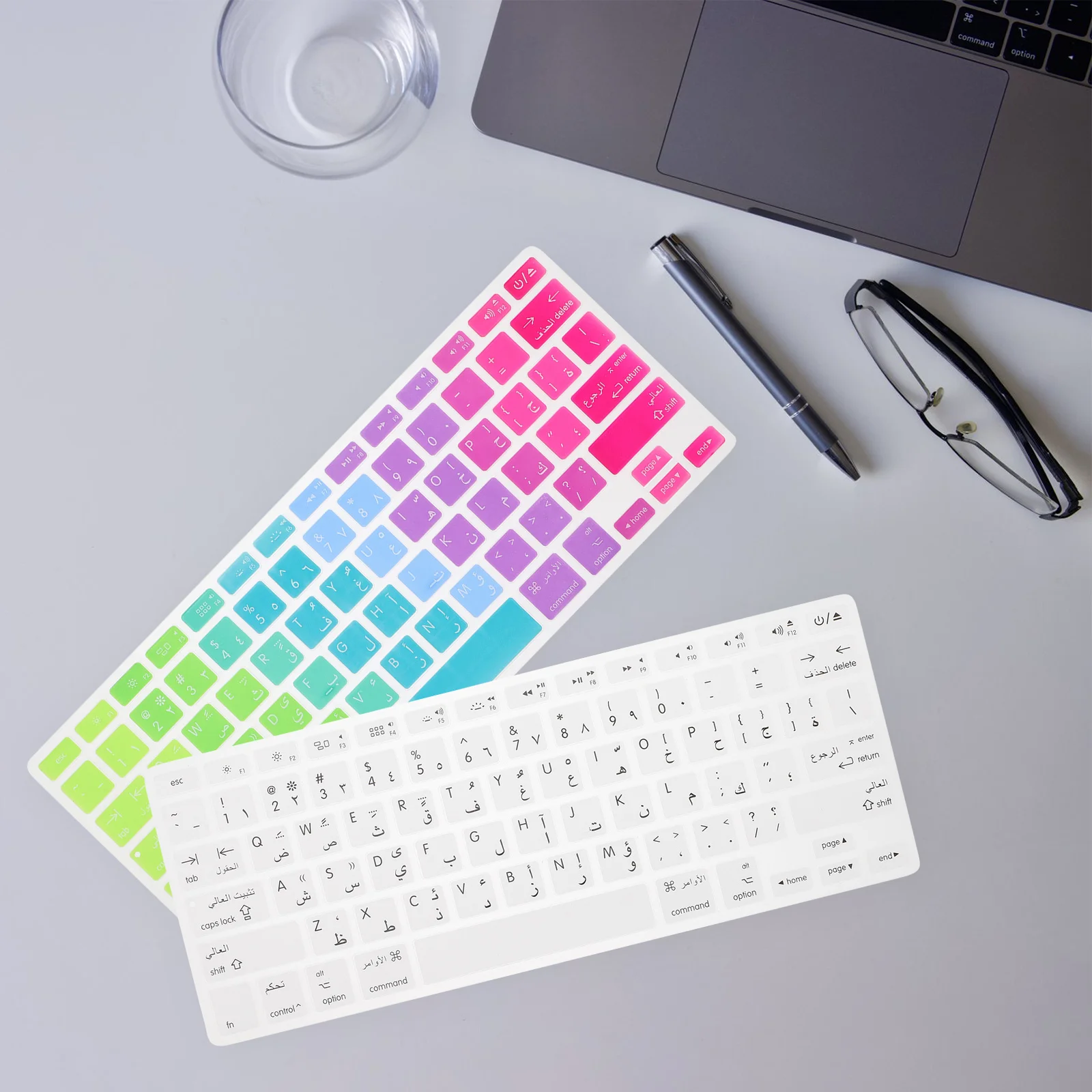 

2Pcs Arabic Keyboard Protector Silicone Skin for Laptop 13inch Comfortable Typing Experience Thin Design Good Air Permeability