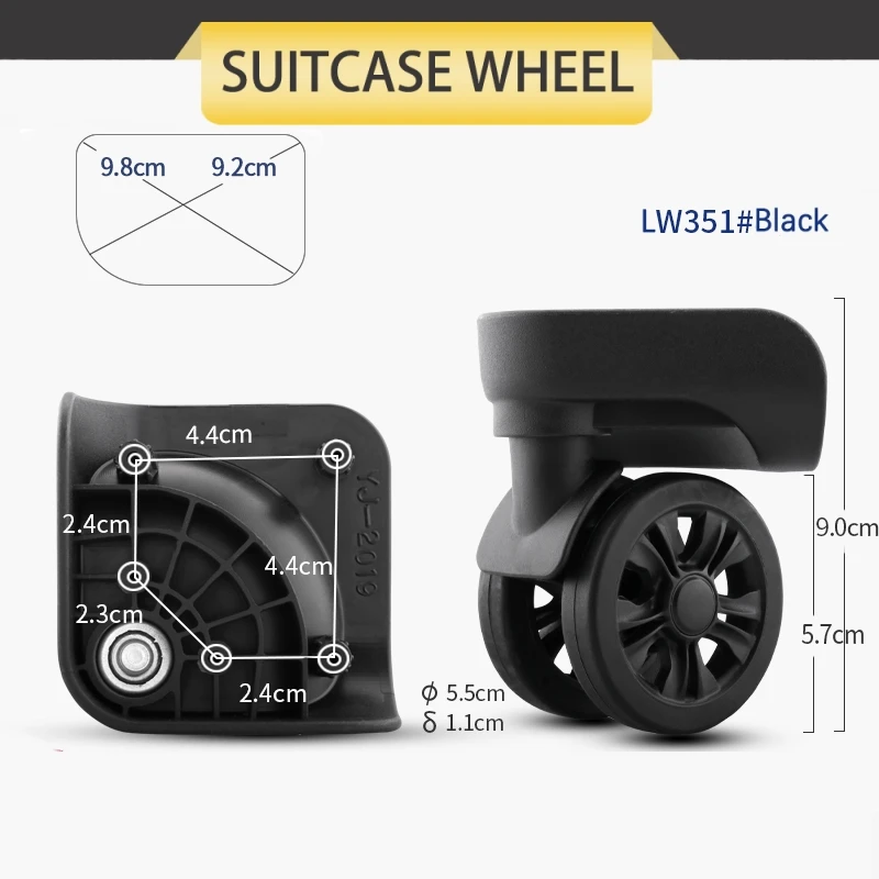 Caja de carro de ángulo plano, rueda silenciosa, versión Universal, cuatro orificios, fondo plano, accesorios de equipaje, rueda Universal