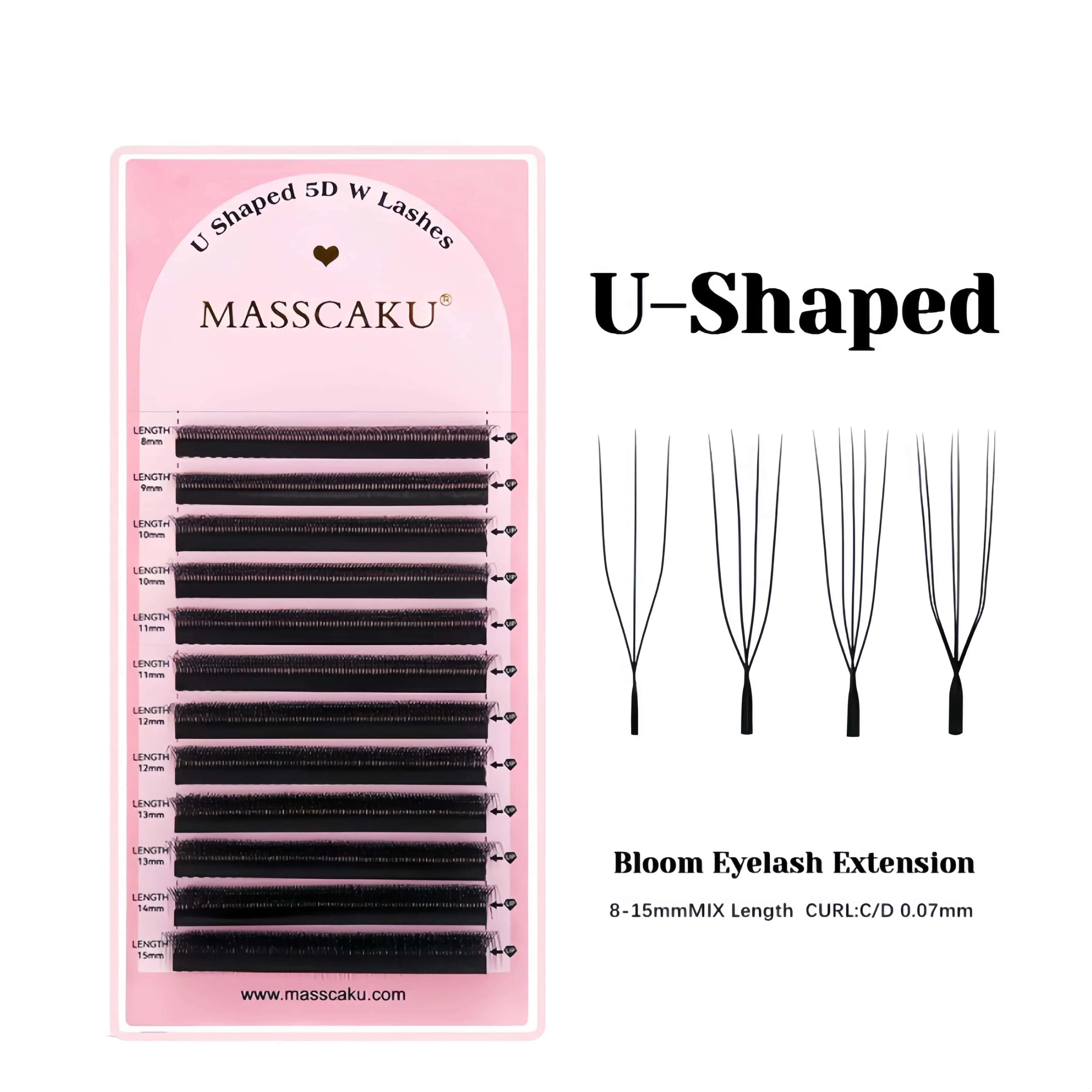 U Shaped 3D/4D/5D/6D Eyelash Extensions 0.07mm Thickness Hand Woven Premade Fan U Eyelashes Ideal for Maquillaje Mujer
