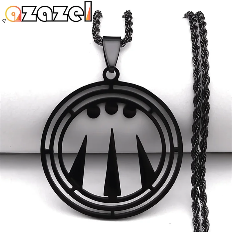 Awen Symbol Druid Pagan Necklace Women Men Stainless Steel Black Color Three Rays of Light Talisman Necklaces Jewelry N7169S08