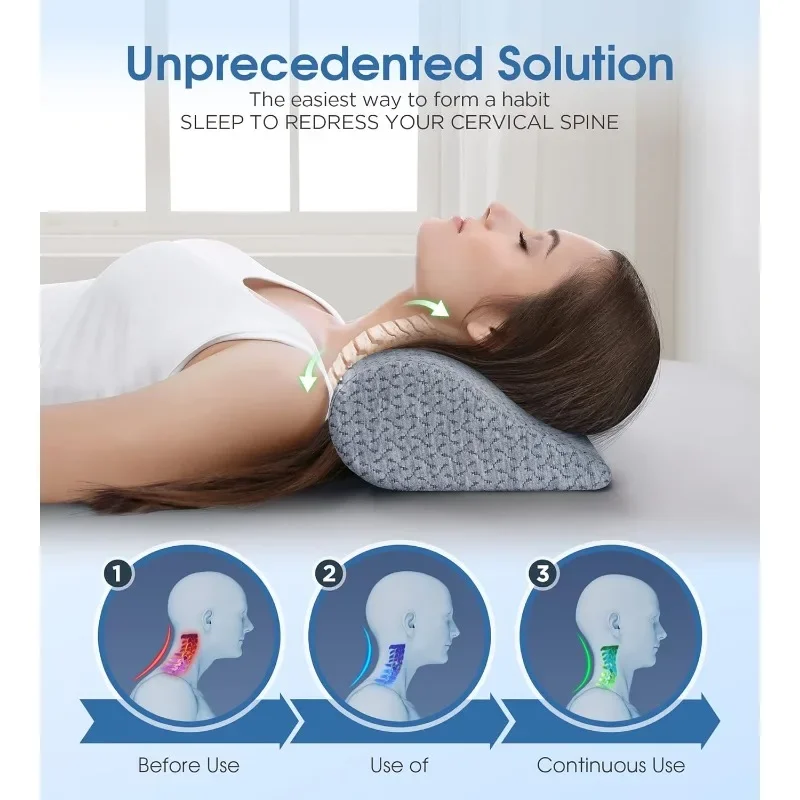 Cervical Neck Pillows for Pain Relief Sleeping, High-Density Memory Foam Pillow Neck for Bolster Support