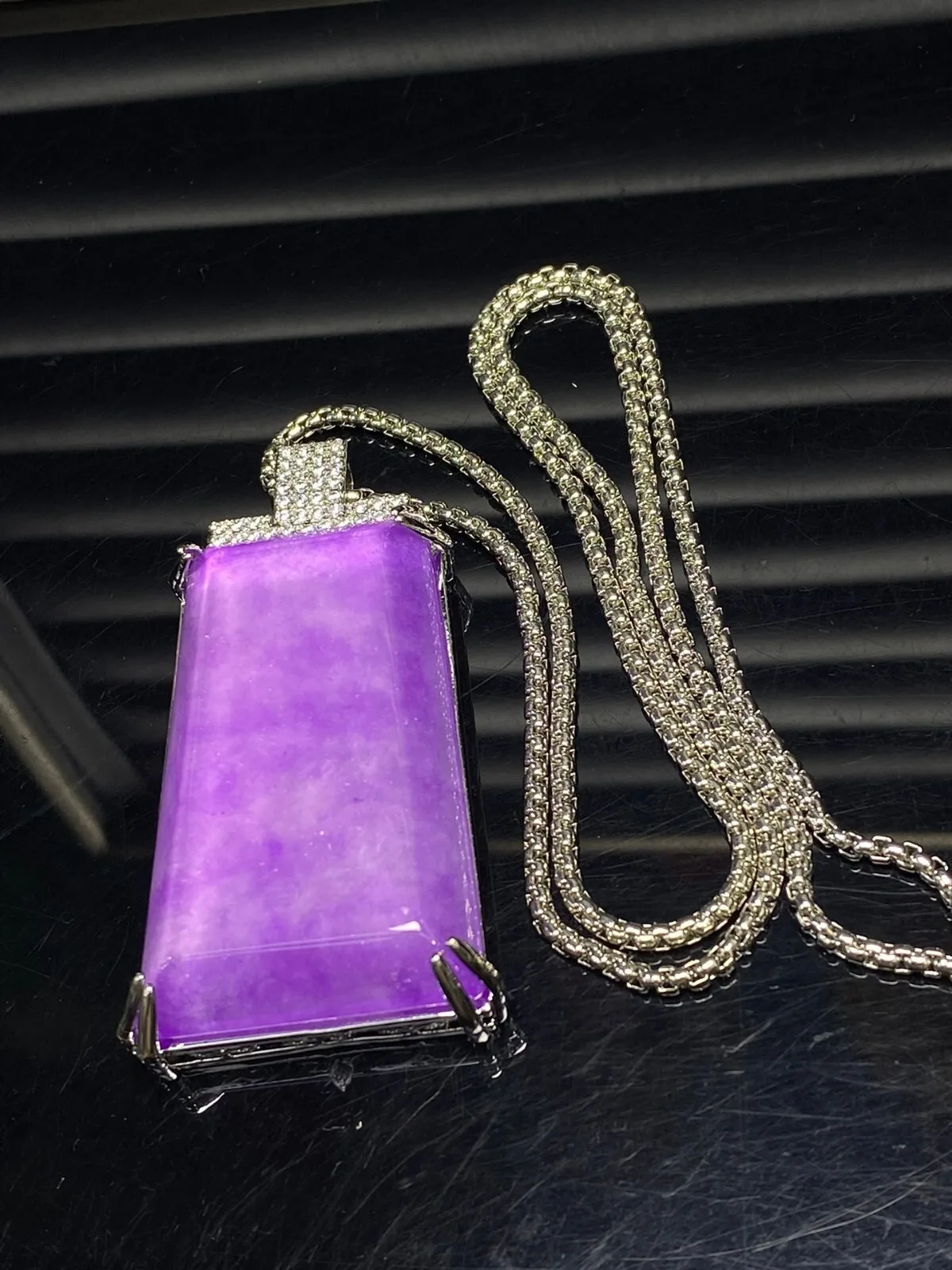 

Certified Nature High Ice purple lavender Jade Jadeite carving Pendant&Necklace