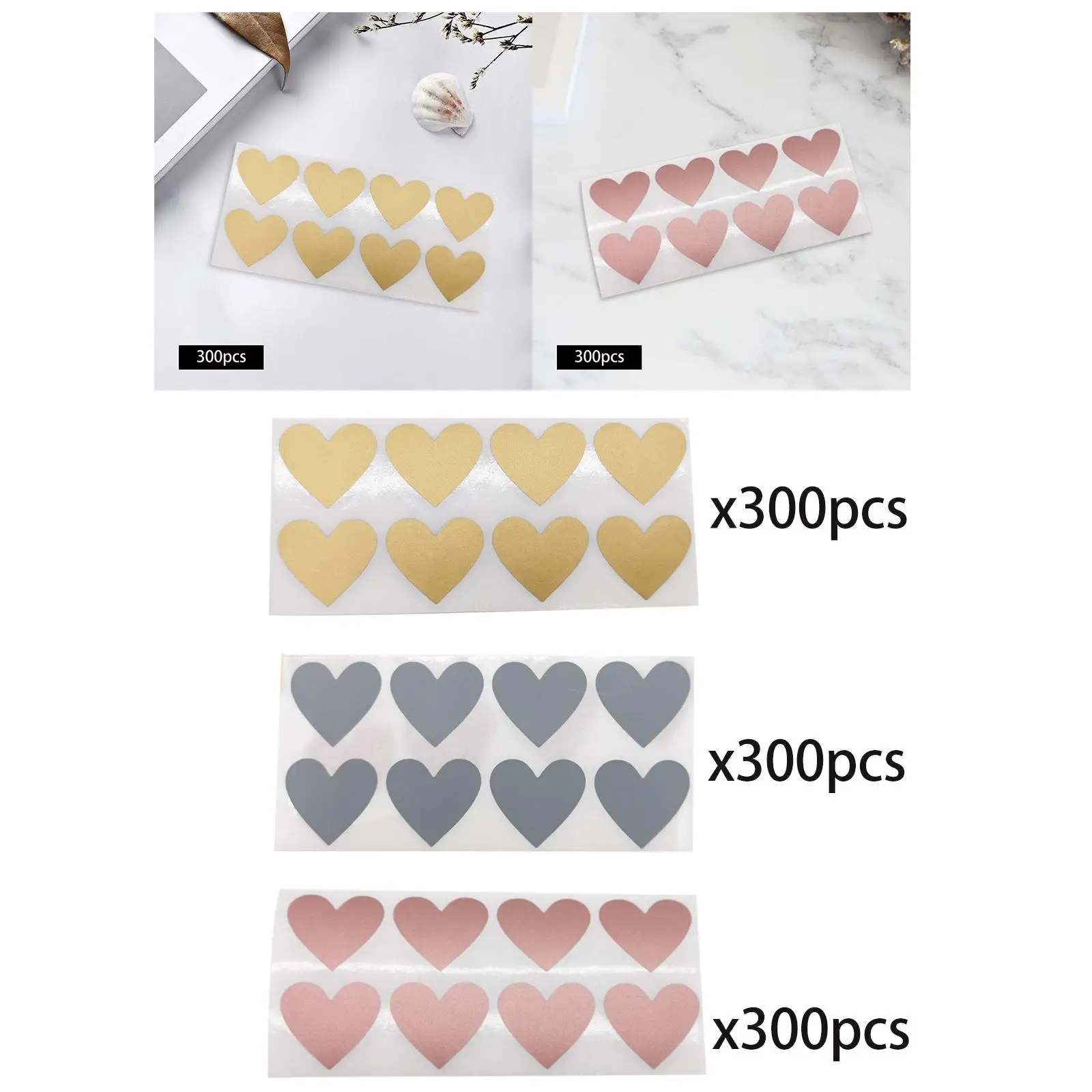 300 Pack Heart Scratch Off Stickers Self Sticky Scratch Card Stickers for Baby Shower Party Favor Wedding Gift Gender Reveal