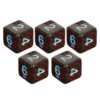 5pcs/set 6 Sided Dice D6 Digital Dice with Silk Spider Web Pattern for Table Game DND TRPG, Perfect Gift for Board Game Lover
