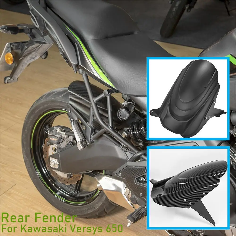 Rear Fender Mudguard For Kawasaki Versys650 Versys 650 Wheel Cover Tire Hugger Splash Mud Guard Carbon Fiber Grain 2007-2024