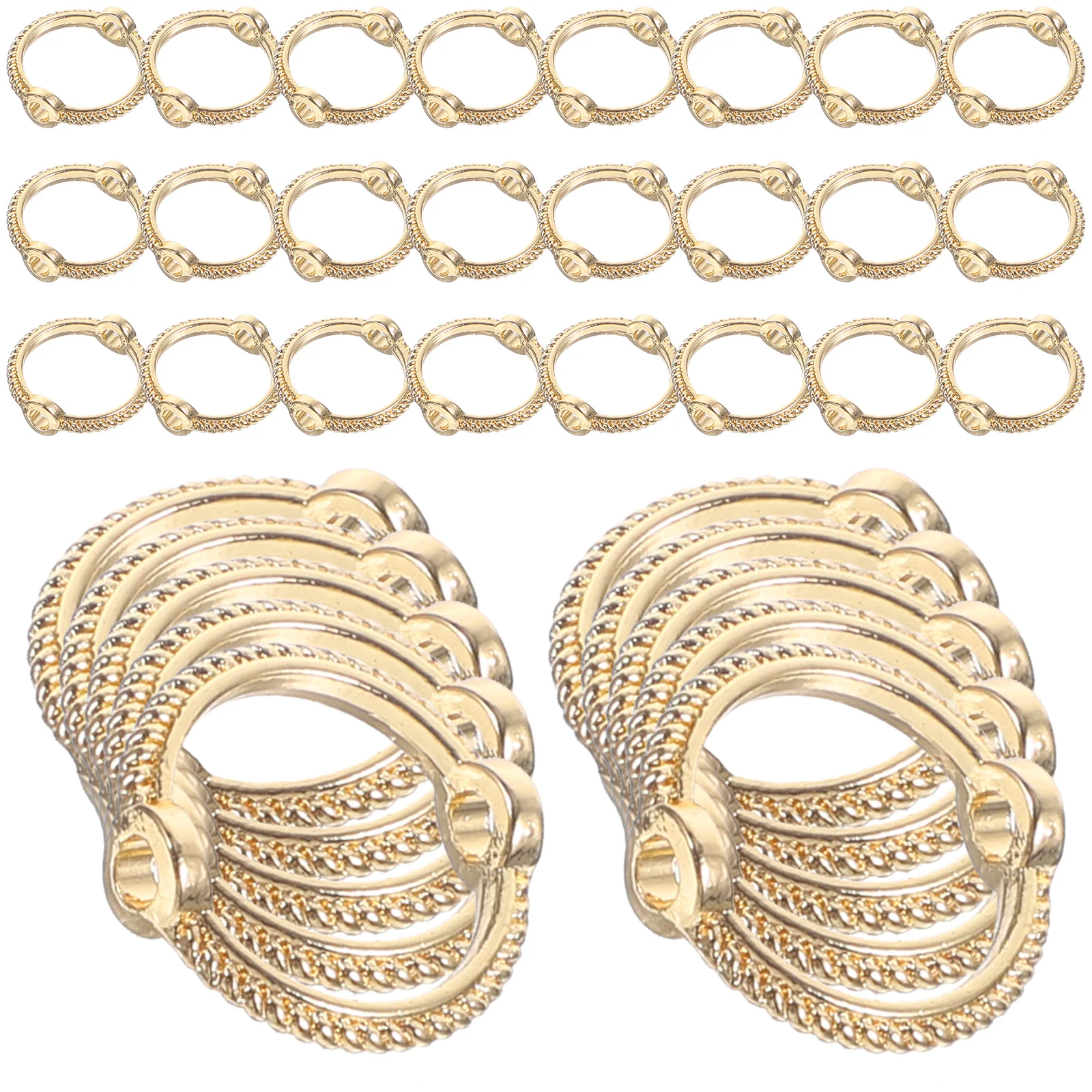 

50pcs Round Metal Bead Frames For Diy Jewelry Making Durable Lightweight Connector With Holes Multi-Functional Spacer Beads