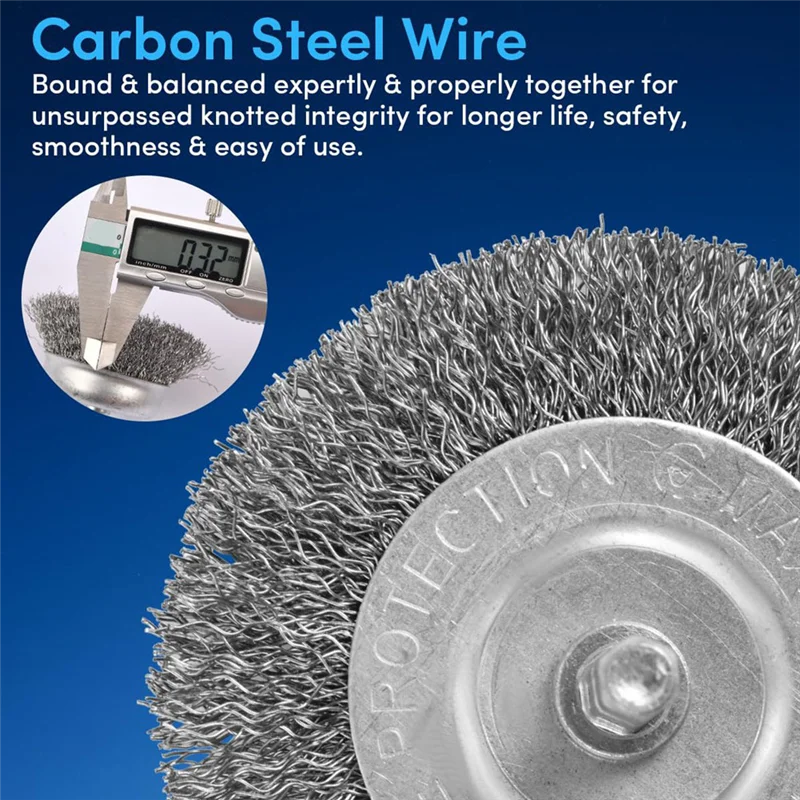 新鮮な炭素鋼ワイヤーホイールブラシワイヤーホイールドリル 1/4 インチアーバー、ワイヤーブラシクリーニング錆
