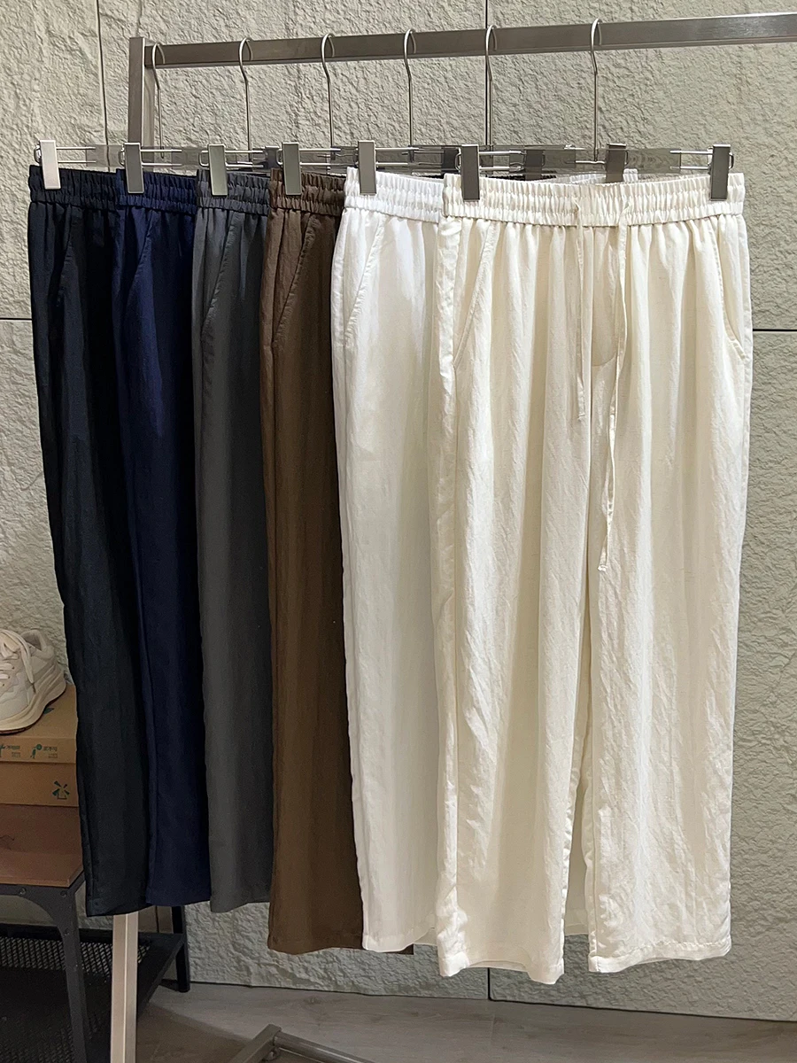 Linen Men's Casual Pants Spring Summer Breathable Skin-friendly Loose Straight-cut Comfortable Cool-feeling Daily Wear