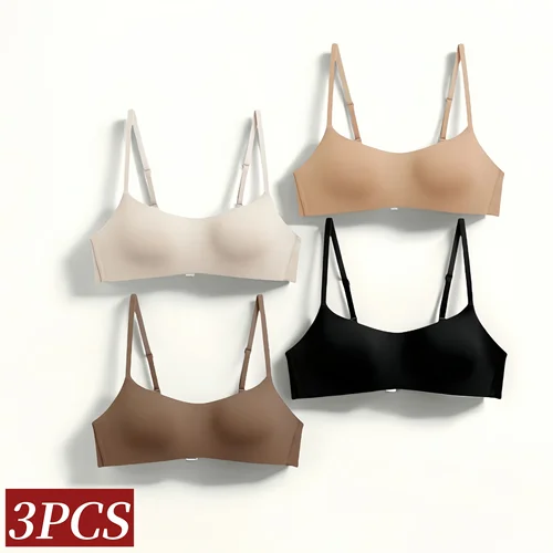 3 unids/lote de sujetadores push-up sin aros para mujer, ropa interior sin costuras, lencería Sexy femenina, sujetadores no desmontables de 1/2 Copa