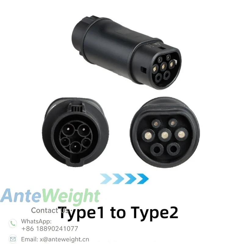 EU Standard EV Adaptor Type 1 Charging Gun to Type 2 Connector Electric Vehicles Type1 to Type2 EV Adapter