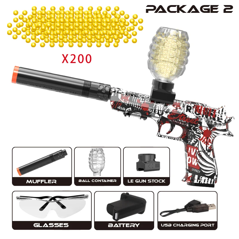 Pistola de brinquedo elétrica de bola de borracha macia Desert Eagle de tiro contínuo, carregamento de alta velocidade, adereços de jogo de tiro CS ao ar livre