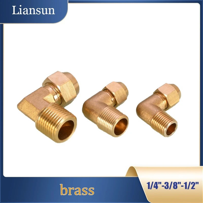 90 ° تركيبات الكوع النحاسية المتوهجة - وصلات أنبوبية مضيئة 1/4 بوصة 3/8 بوصة 1/2 بوصة مع صامولة ومرفقين توصيل الأنابيب #1