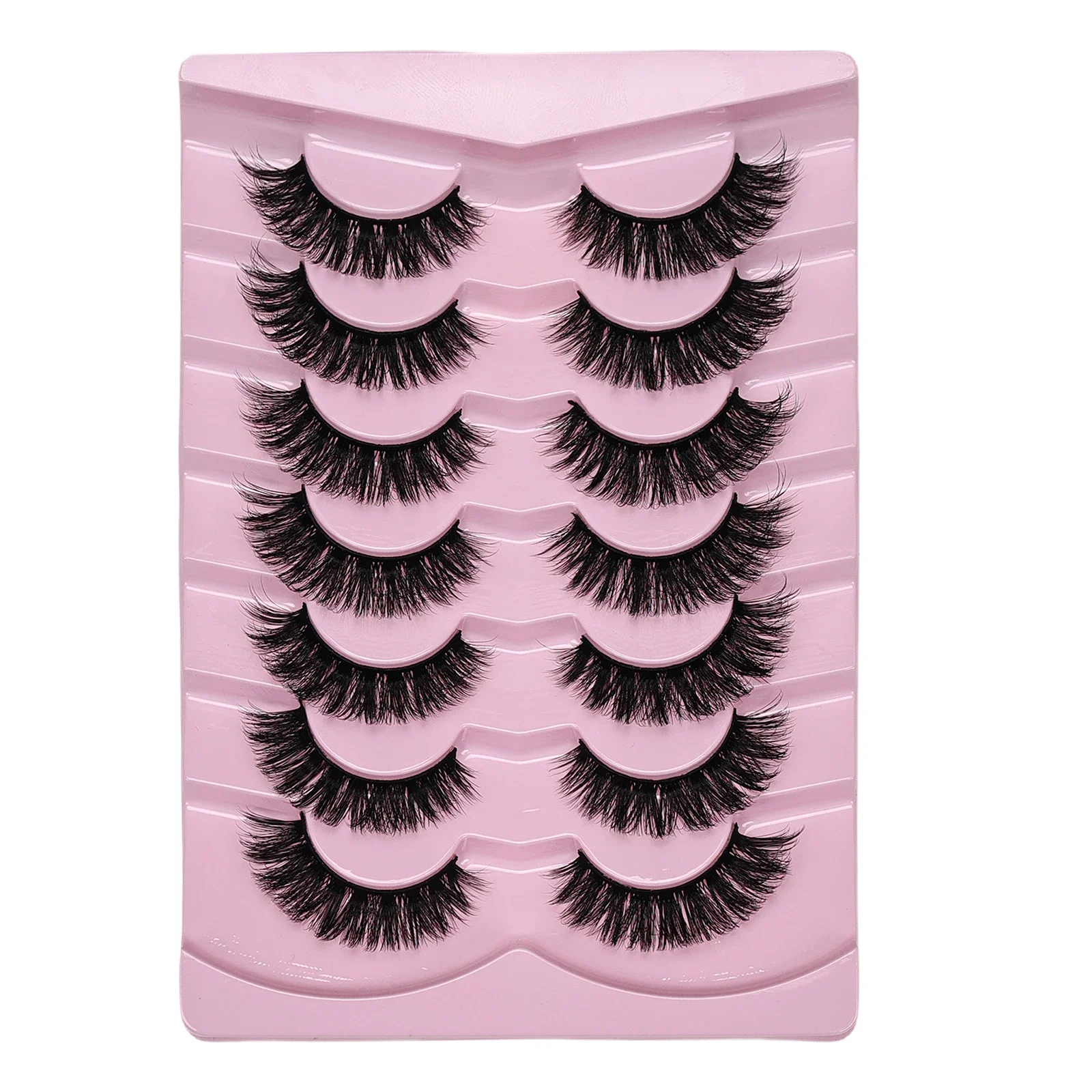 Cat Eye Lashes Volume Fake Fluffy Lashes, D Curl Strip, Optics Eye Look, Extension, fissuraminants 6D, Py Lashes, 7 Paires