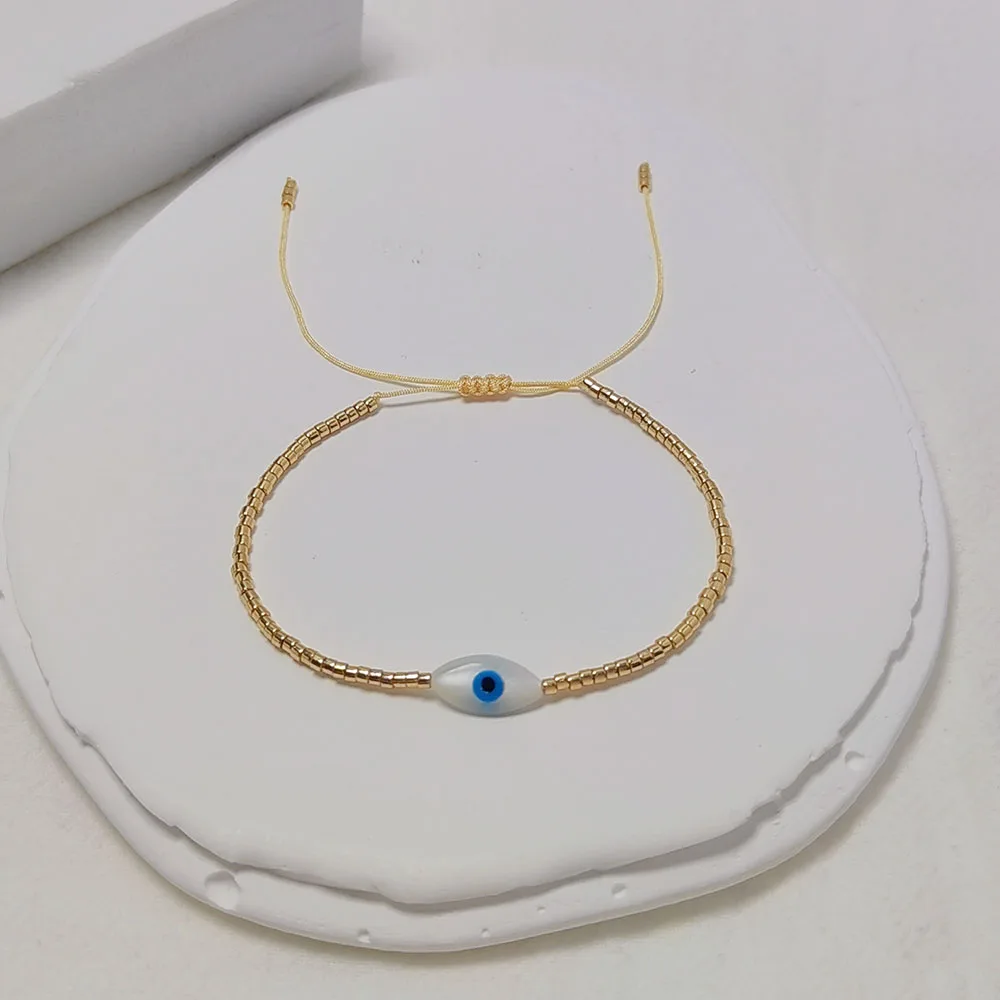 Miyuki-Perlenarmband mit Bösem Blick & Gänseblümchen-Anhänger, stapelbar, verstellbar, Pulseras-Schmuck für Frauen, Teenager, Boho-Strandschmuck – Detail 8