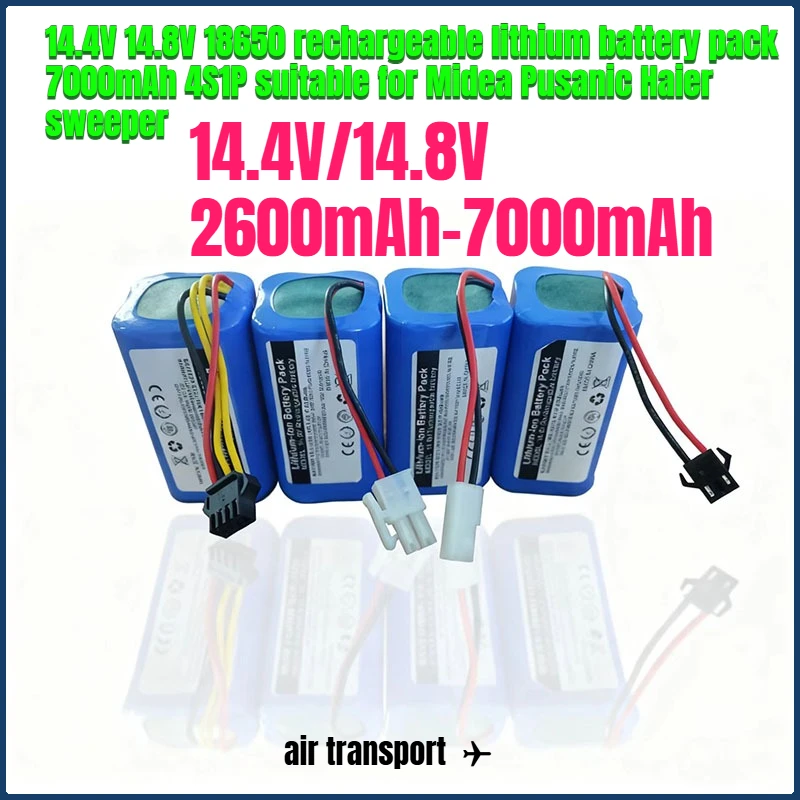 

New 14.4V 14.8V 18650 Rechargeable Lithium Battery Pack 7000mAh Suitable for Coswo, Midea, Haier, Pusanik Sweeper Battery 4S1P
