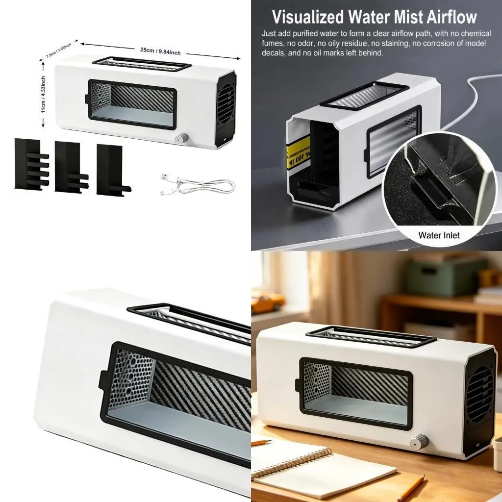 Tabletop Model Wind Tunnel with USB Power, Transparent Side and Top Viewing Panels, and a Chamber for Scale Model Car Air D7YA
