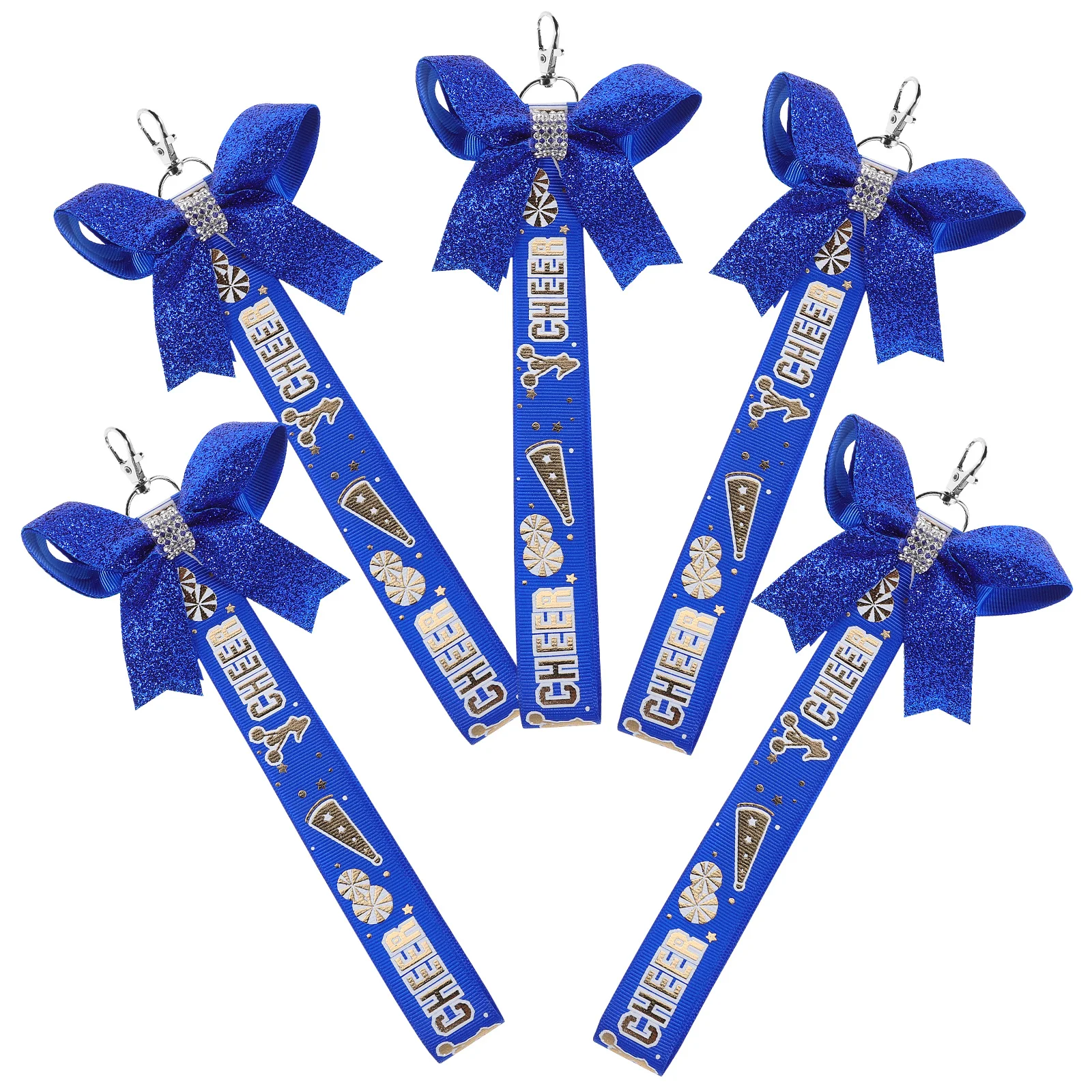 5 Stück Schleife Schlüsselanhänger Cheerleader Rot Zubehör Mädchen Rucksack Anhänger Schlüsselanhänger Ornament Modisches Design Dynamisches Band