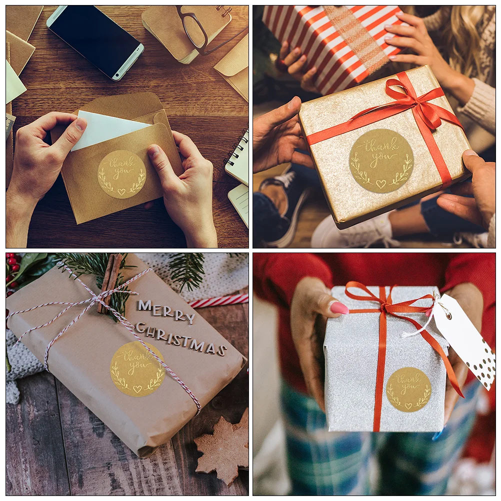 

500pcs Kraft Paper Thank You Self Adhesive Sealing Labels for Holiday Events Gift Bag Seals Stationery Stickers Kids Stickers