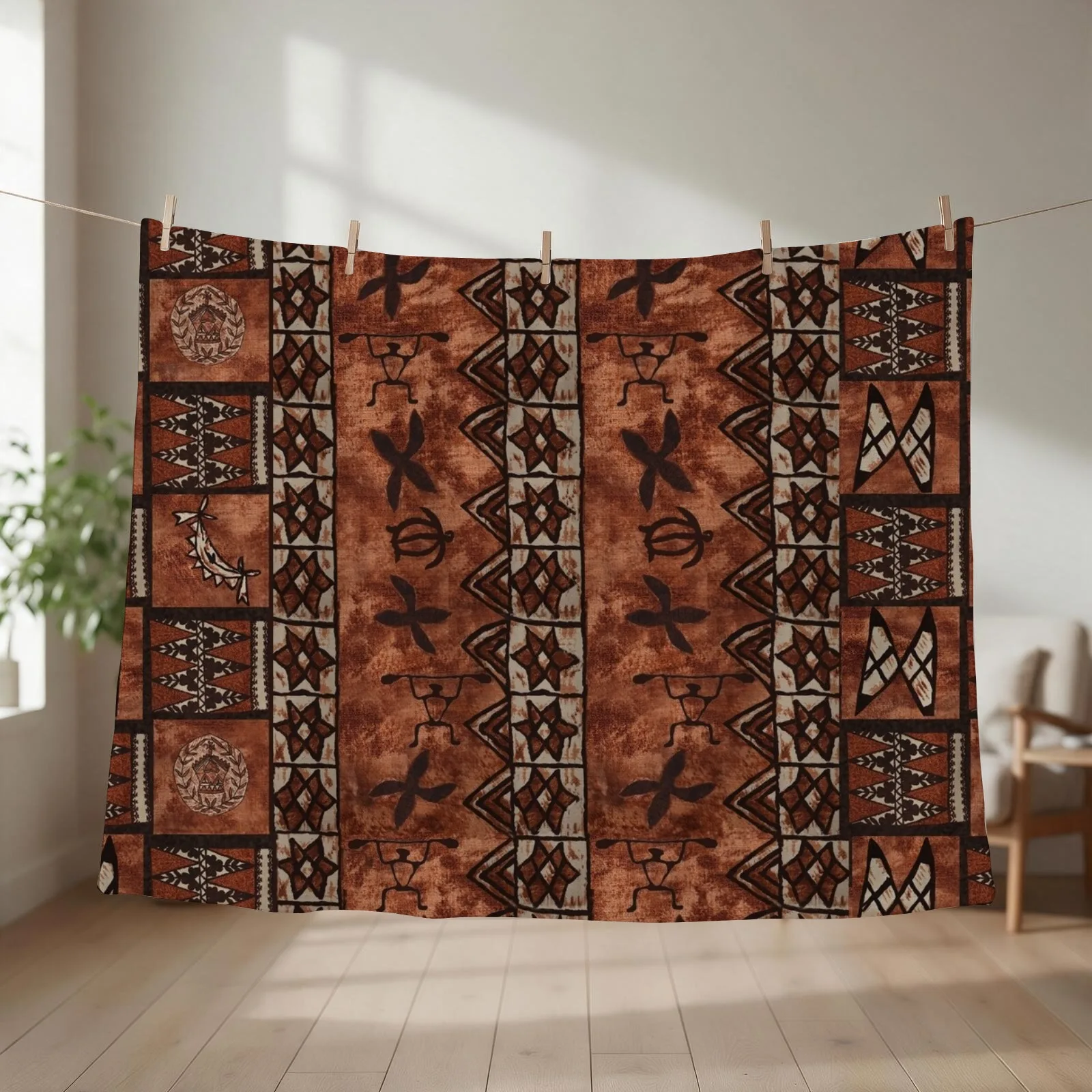 Vintage Hawaiian Tapa Traditional Mulberry Throw Blanket Beautifuls Luxury Brand for sofa blankets ands Blankets