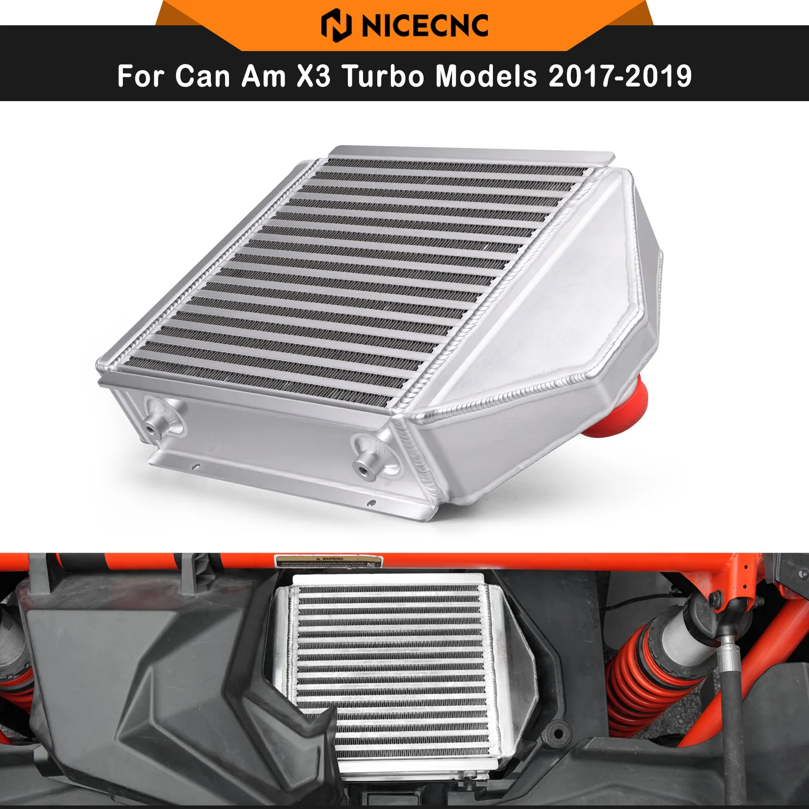 NICECNC For Can-Am Maverick X3 Turbo 2017-2019 Intercooler Upgrade UTV High Performance Cooling Part Aluminum Replaces 707800782