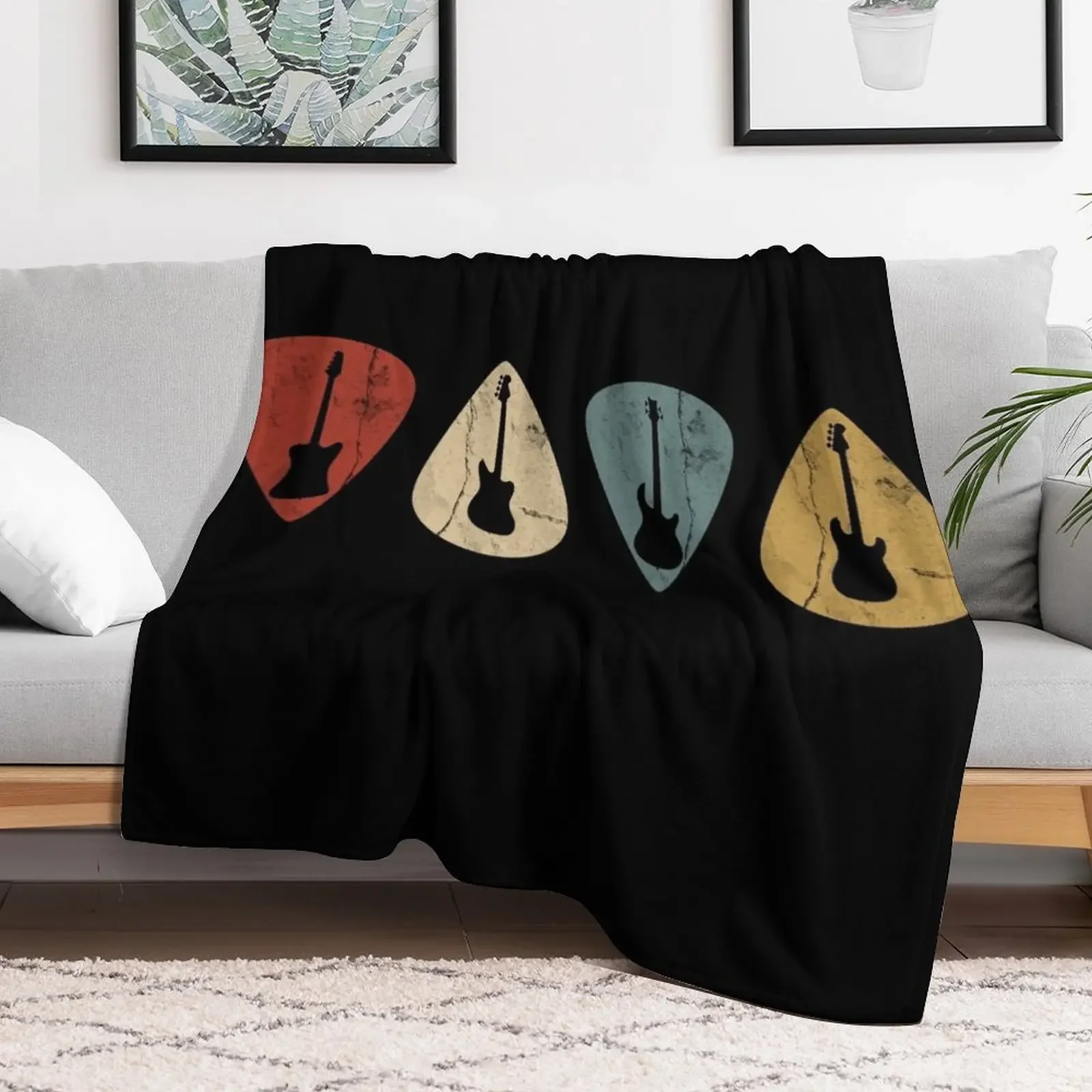 Bass Guitars Picks Retro Throw Blanket Single Blankets For Bed Warm christmas decoration Blankets