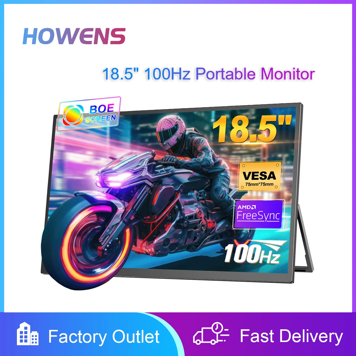 

18.5" Portable Monitor Big Screen 100Hz 1920*1080P Mini HDMI USB to Type-C Port For Mobile Phones Laptop PC Xbox Switch PS3 4 5