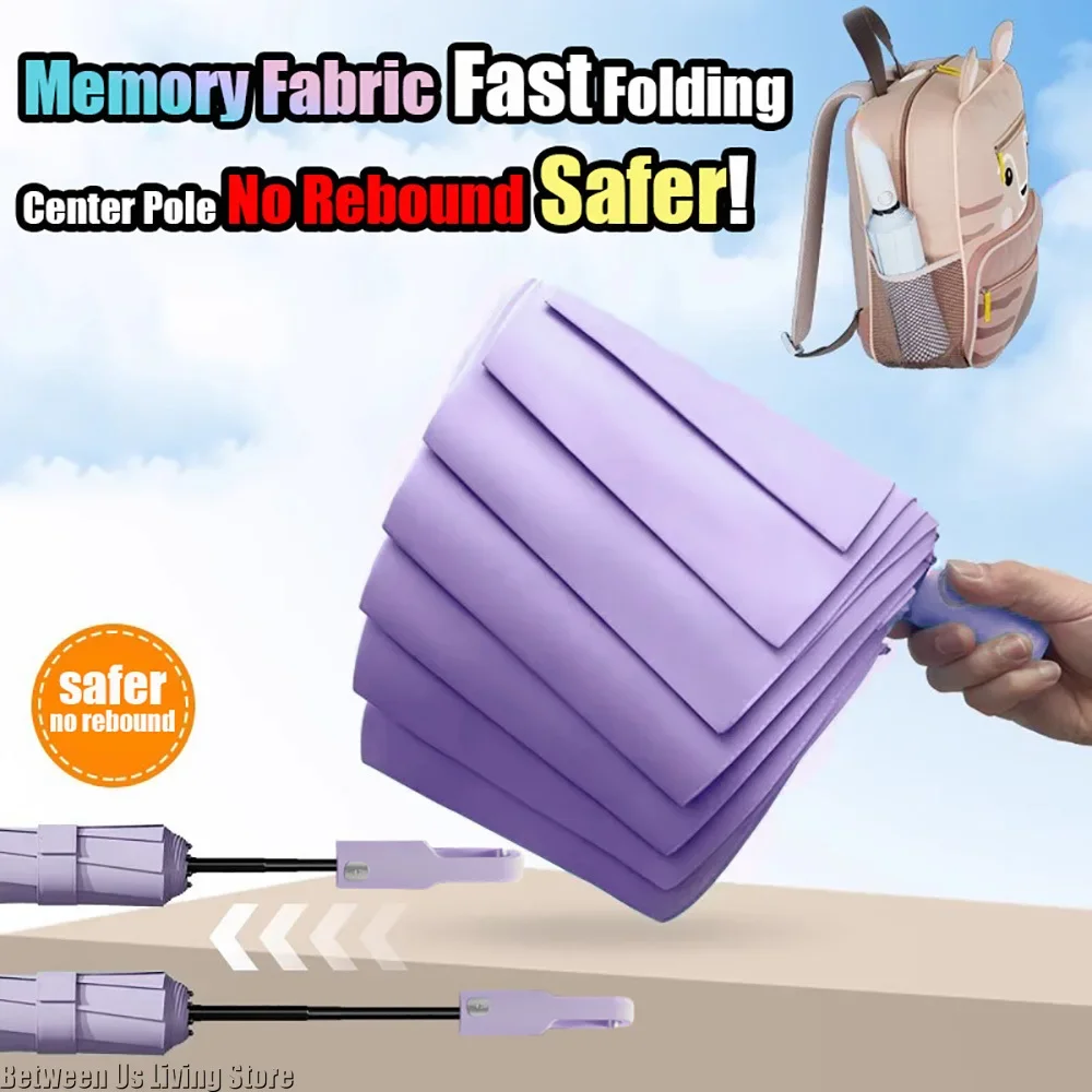 

8 Bones New Creative Magic Memory Folding Unbrella with Hook Safe No Rebound for Adults Older People Kids Sun and Rain Gift