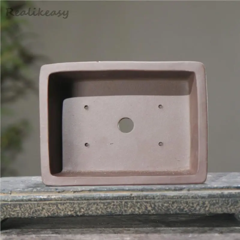 Purple Sand Square Flower Pot Ancient City Relief Engraving Bonsai Pot Chiese Antique and Classical Style Flower Pot Home Decor