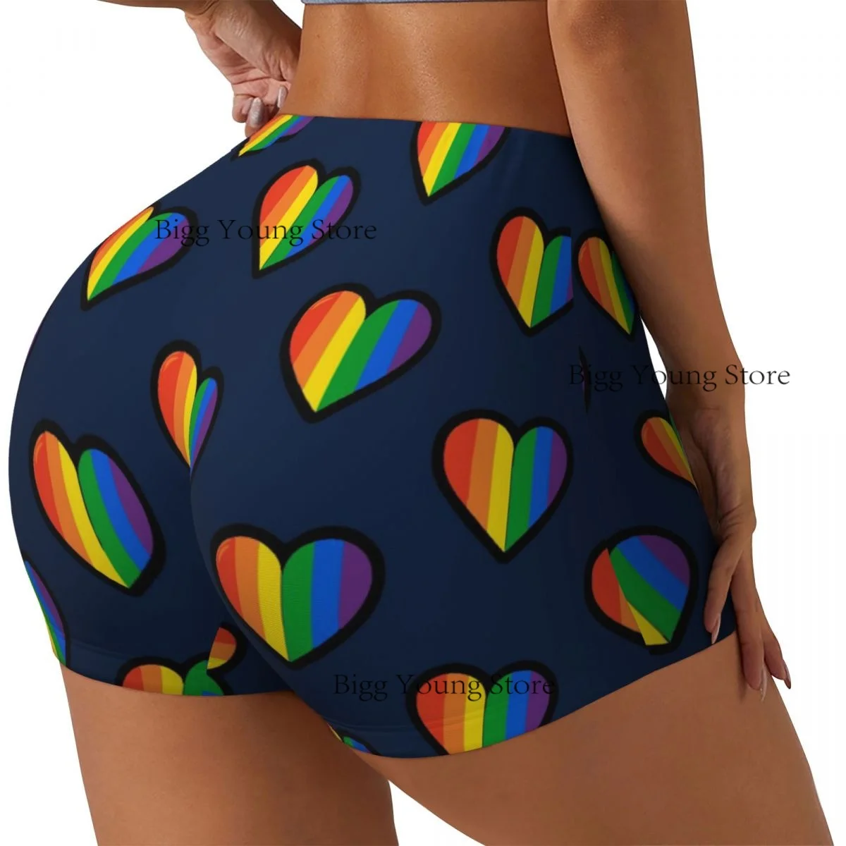 

Женские шорты для йоги с радужными сердечками и воздушными шарами, стильные шорты для подтяжки ягодиц, комфортные шорты для фитнеса и спортзала