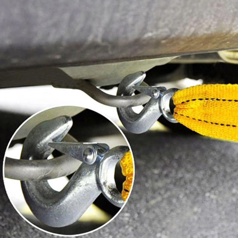 Car Towing Pull Rope Strap, Cabo de reboque, Ganchos de aço forjado, Road Recovery, KXRE, 4m
