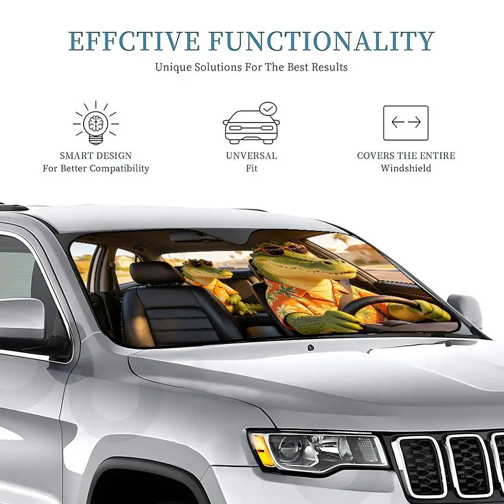 Crocodile Drive Car Sunshade Covers Cover Universal Windscreen Folding Visor - view 6