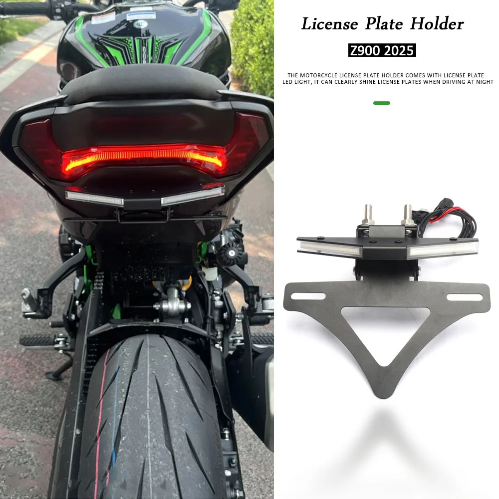 

2025 License Plate Holder For KAWASAKI Z 900 Z900 z 900 Motorcycle Tail Frame Bracket LED Number Light Fender Eliminator