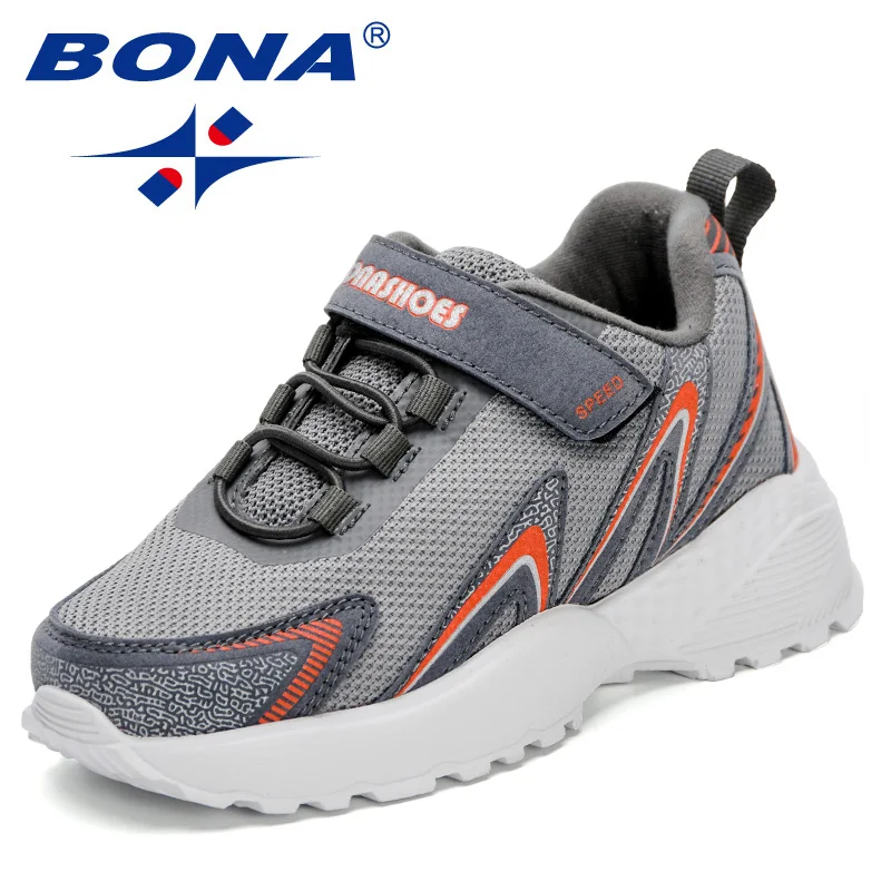 BONA 2023 New Designers Kids Jogging Footwear Comfy Trendy Sneakers Children\'s Boy\'s Breathable Walking Shoes Girls Flats Shoes