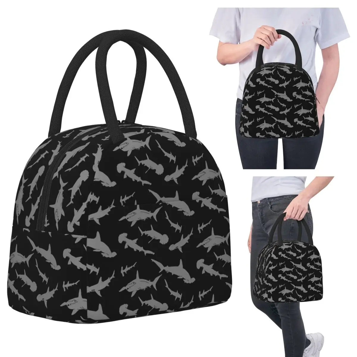 

Hammerhead Shark Pack с узором, изолированная сумка для обеда для женщин, офисный холодильник, термоящик для еды, сумка, герметичные коробки для завтрака, контейнер