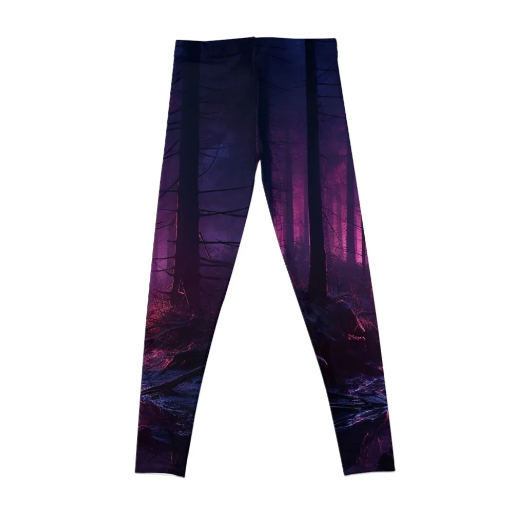 Neon pink blue green light pine forest jungle Leggings Sweatpants Women's fitness Womens Leggings