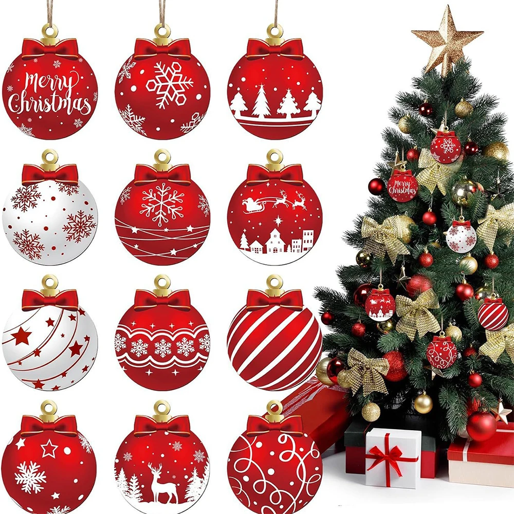 

Christmas Wooden Ornament Hanging Decorations Xmas Ball Snowman Pendant DIY Christmas Tree Craft Decor for Home New Year Gifts