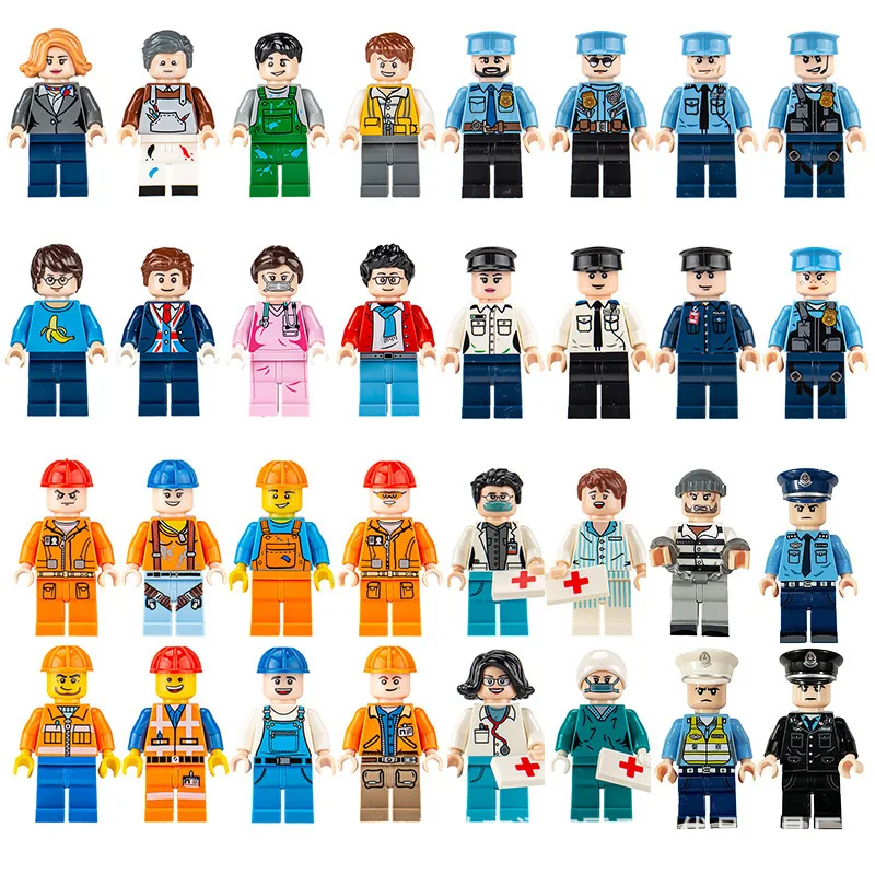 

City Career Character Building Blocks Engineer Firefighter Police Officer Figures Wholesale Building Blocks for Adults Children