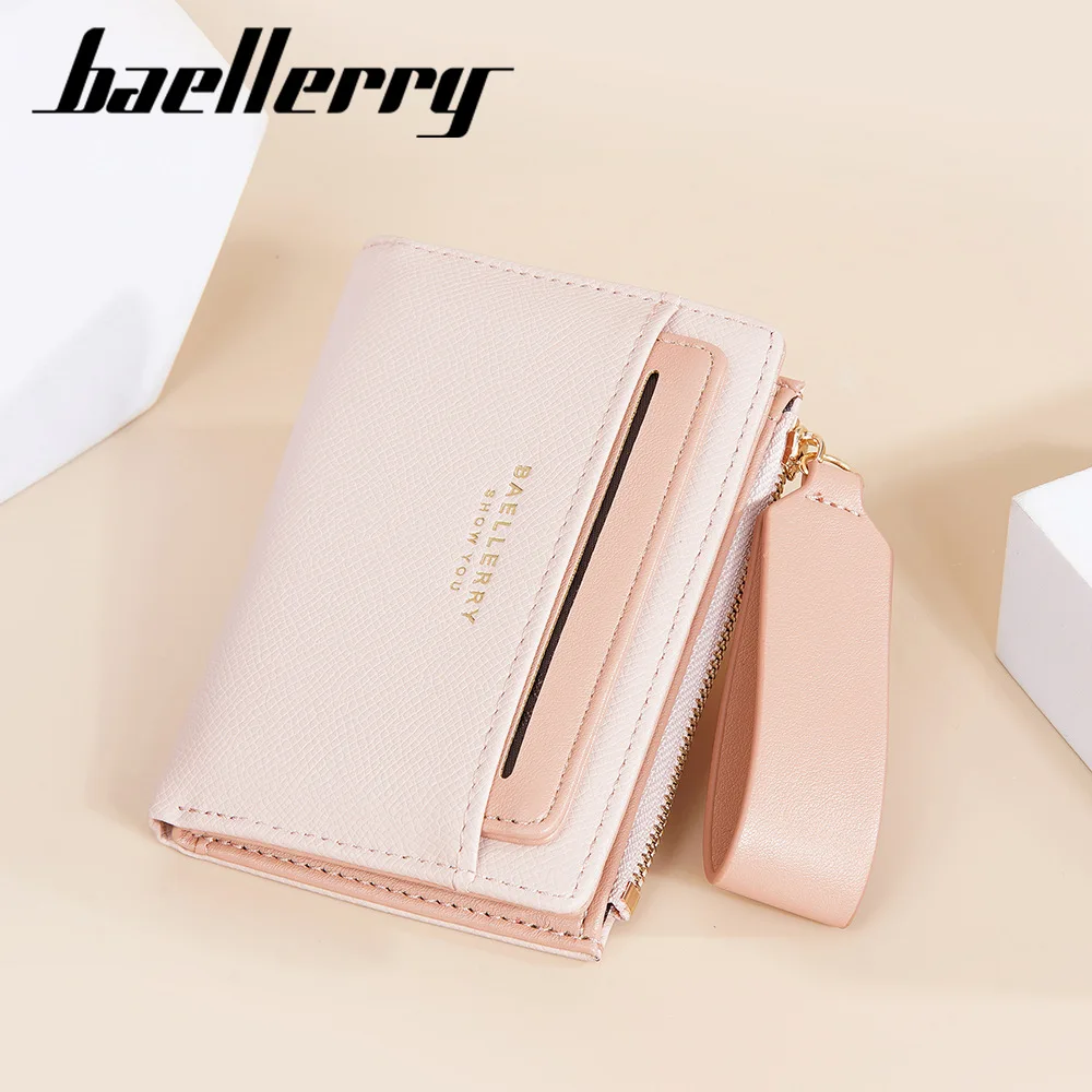 2024 New Women's Fashion Short Wallet PU Leather Ladies Coin Purse Bag ID Card Holder Simple Purses Small Pink Wallets for Women