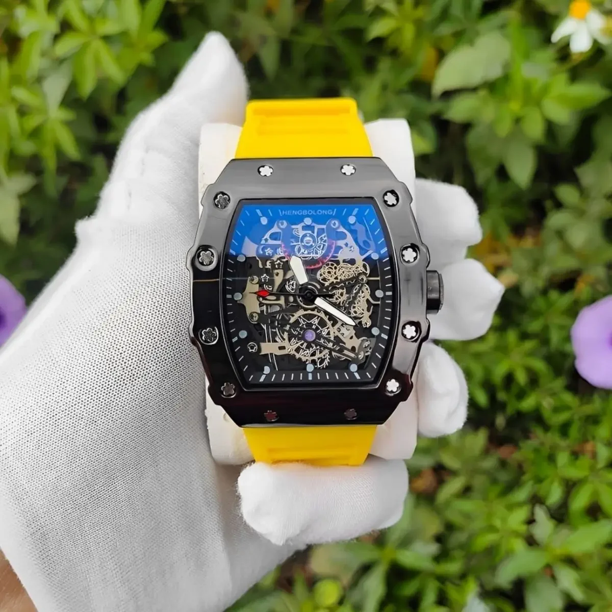 AAA Men Watches High Quality Classic Steel Tonneau Dial Hollow Design Fashion Casual Quartz Watch Personality Watch Clock