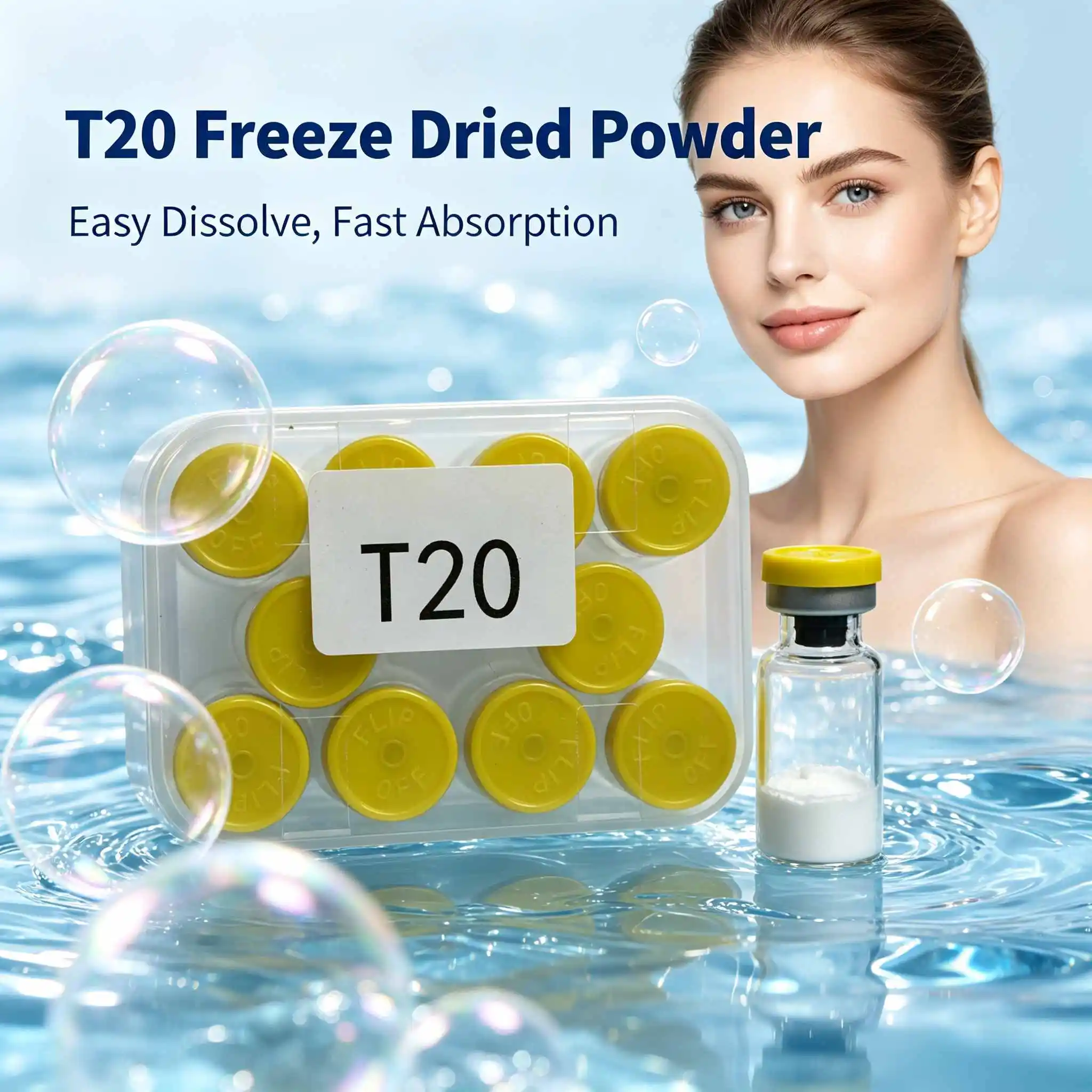 Lyophilized Powder Vial Set,Hydrating Facial Essence,Freeze-Dried Powder,Random Cap Colors,Date Subject to Actual Goods