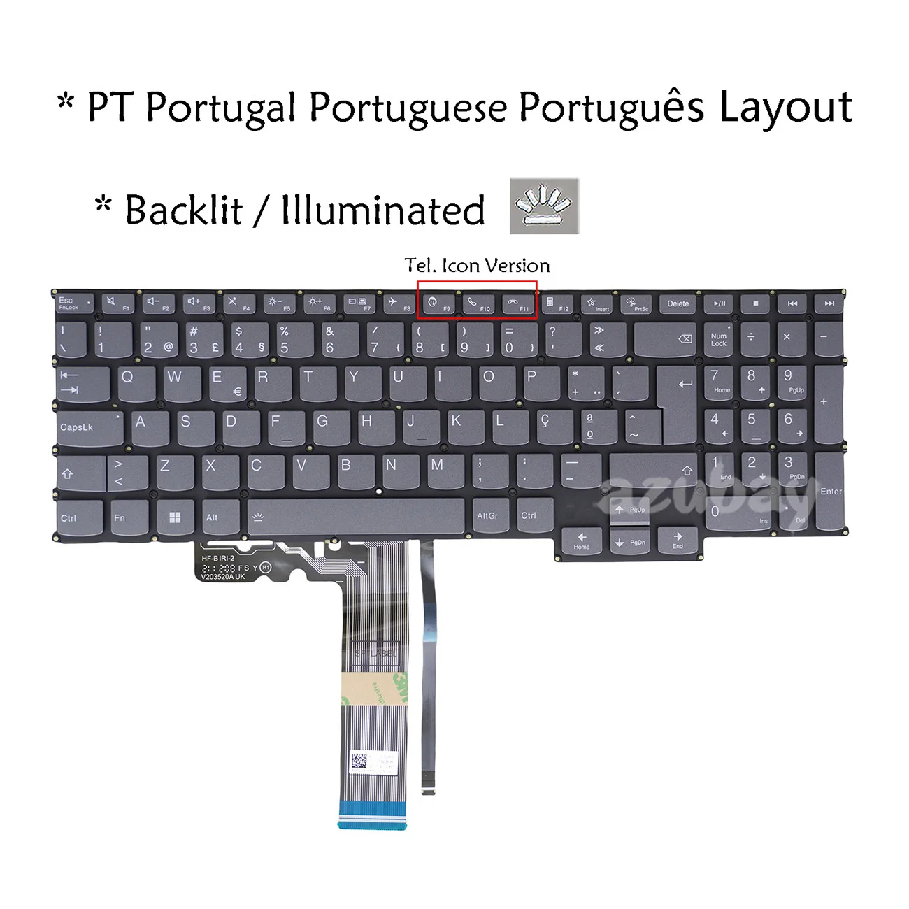 Backlit Keyboard For Lenovo IdeaPad Pro 5 16AHP9 / 16IMH9 83D5 83D4, Pro 5 16IRH8 / 16ARP8 / 16APH8 83AQ 83AS 83AR Portuguese